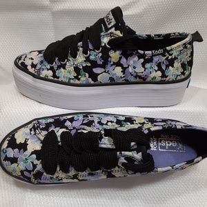 Floral Print Platform Tennis Shoes